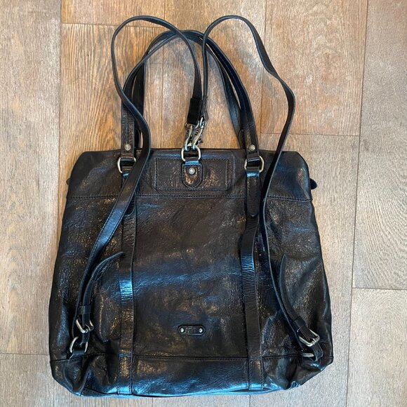 Frye Josie Leather Backpack Tote | Black with Silver Hardware | NWOT - Picture 4 of 7